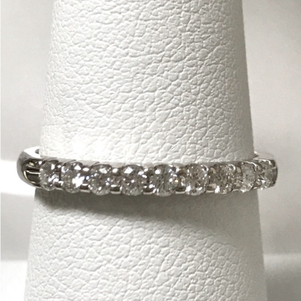 Genuine Diamond Wedding Anniversary Band Ring 14K White Gold Sz 8